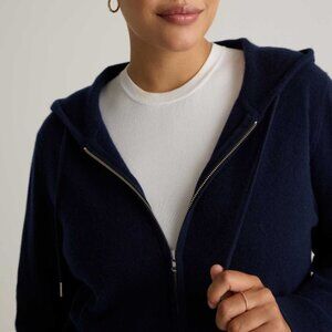 NWT Quince Mongolian Cashmere Full-Zip Hoodie Womens L True Navy